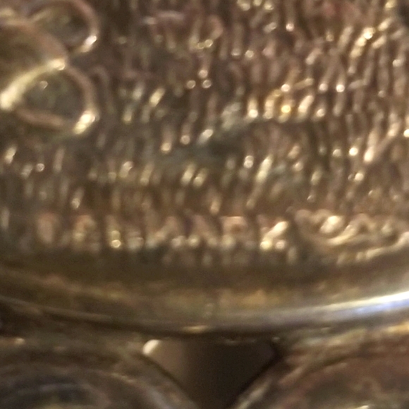 Vintage Hans Jensen silver repousse purse/hand mirror with filigree handle - Picture 5 of 5